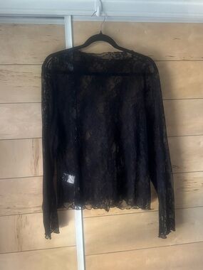 Sheer Black Lace Long Sleeve Top